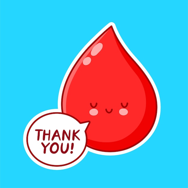 Cute blood drop character isolated on blue