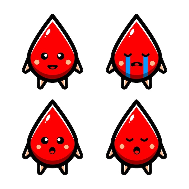 Vector cute blood drop set