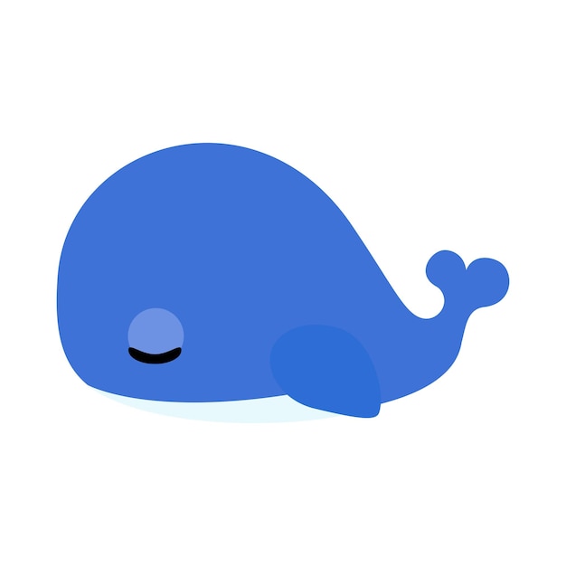 かわいい青い赤ちゃんクジラの目を閉じて白い背景フラット デザイン EPS10 ベクトルに分離されました。