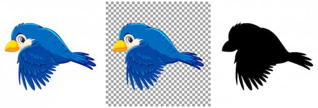 Cute blue bird cartoon character