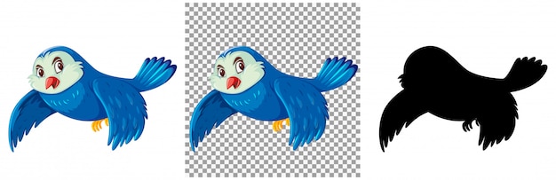 Simpatico personaggio dei cartoni animati di uccello blu