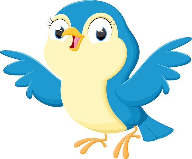 Cute blue bird cartoon 