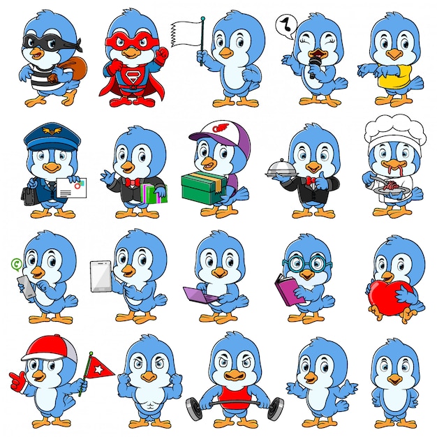 Vector cute blue bird mascot