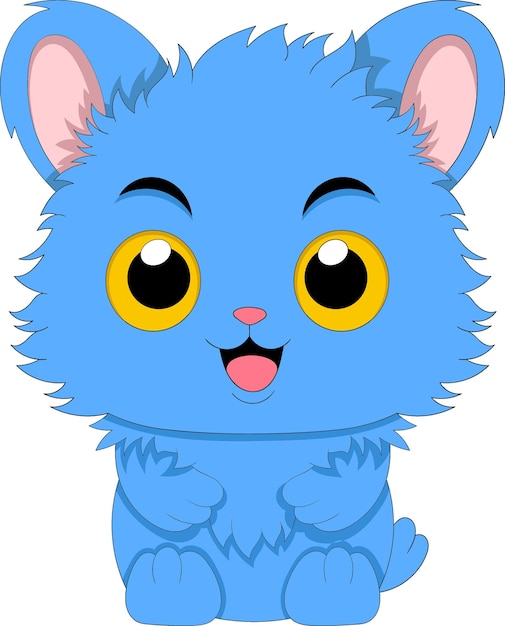 Cute blue cat cartoon logo for pets creative image