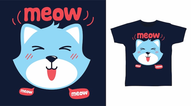 Cute blue cat for tshirt design