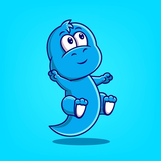 Cute blue dino cartoon vector illustration