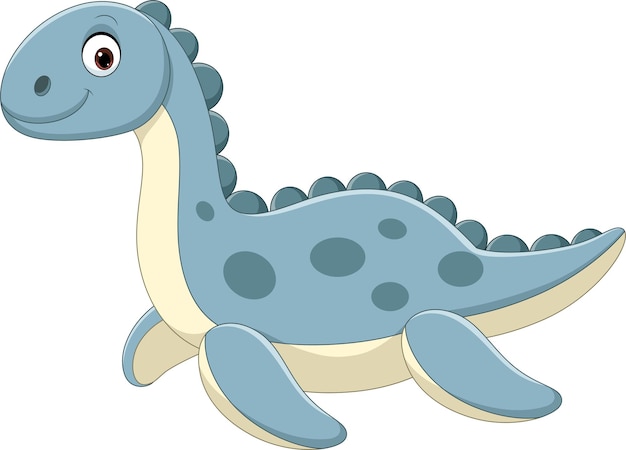 Vector cute blue dinosaur doll isolated on a white background