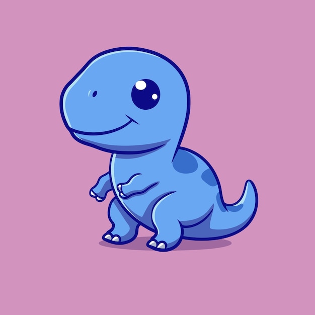 Vector cute blue dinosaur simple flat style vector illustration