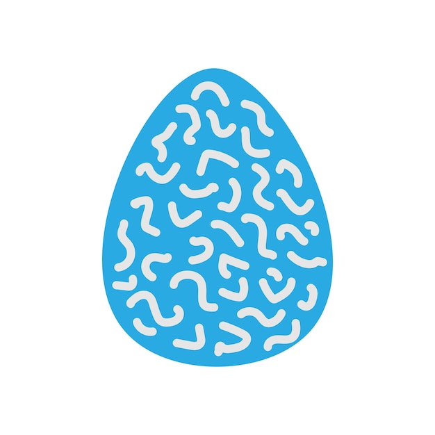 Cute Blue Easter Egg Minimalist Flat Vector Illustration