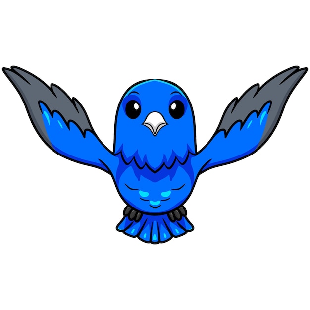 Cute blue factor canary cartoon flying