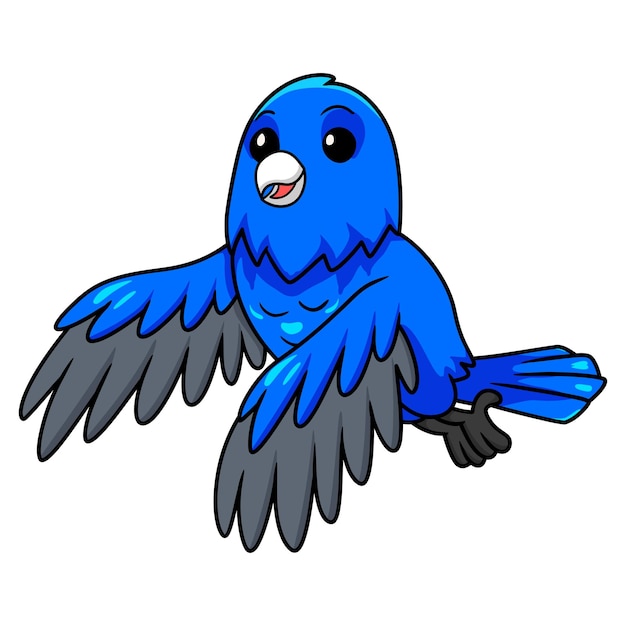 Cute blue factor canary cartoon flying