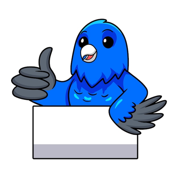 Cute blue factor canary cartoon giving thumb up