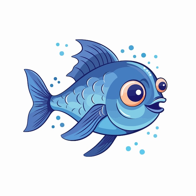 Cute blue fish vector illustration