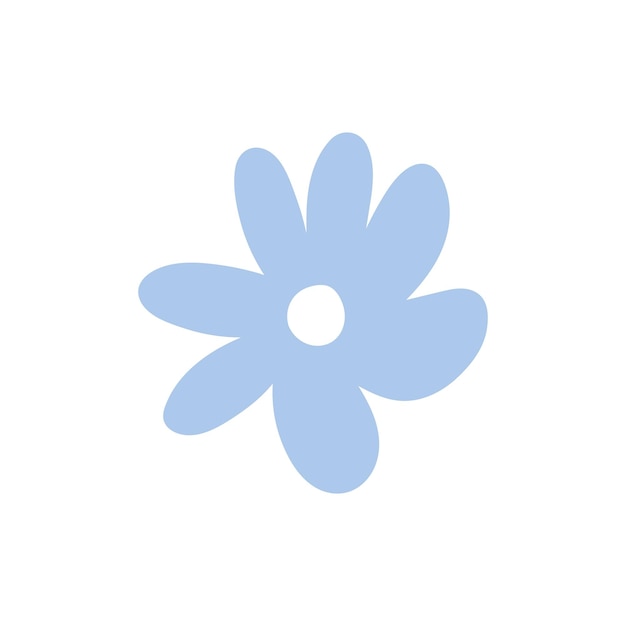Вектор Симпатичный синий цветок на белом фоне рисованной плоской иллюстрации ботанический клипарт