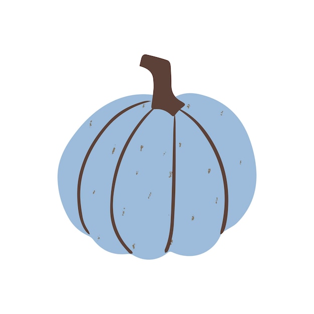 Vector cute blue hand drawing pumpkin vegetable flat icon