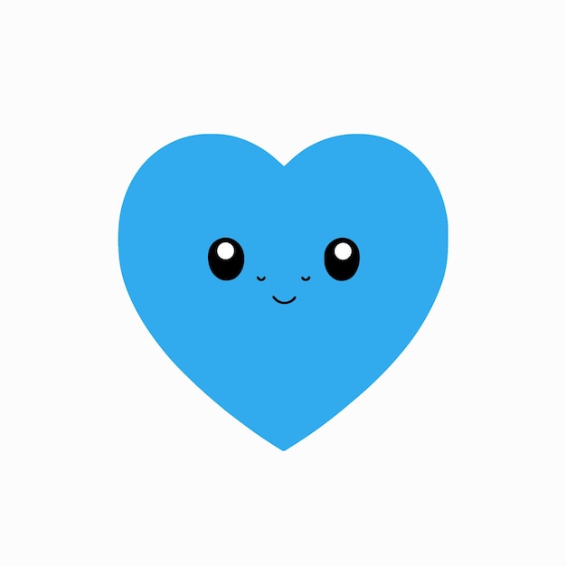 Vector cute blue heart emoji face icon vector illustration