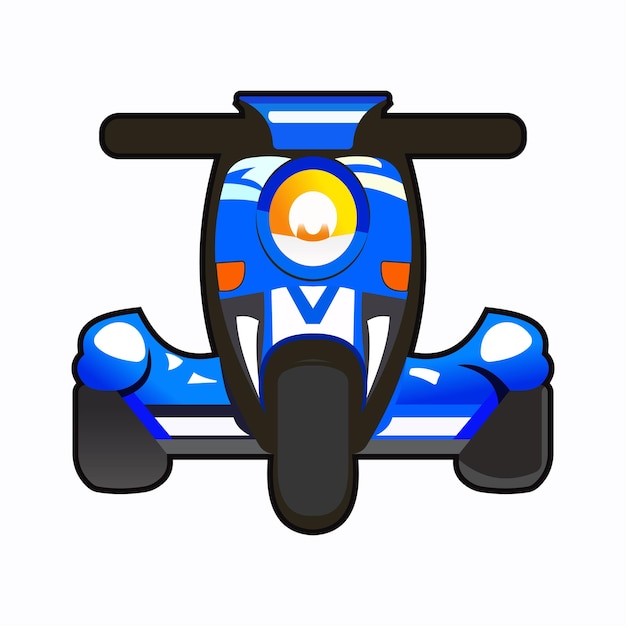 Cute Blue Isolated Three Wheeler Scooter Illustration