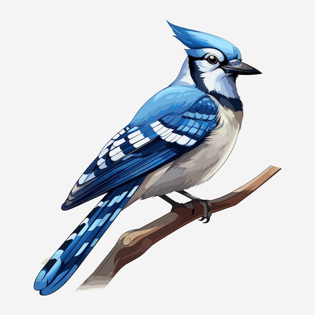 Cute Blue Jay Bird Cartoon Vector Art Illustratie Ontwerp