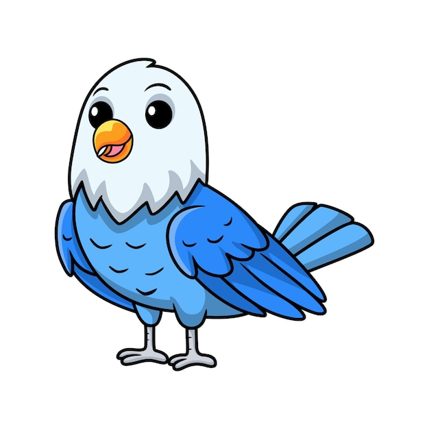 Simpatico cartone animato uccello amore blu