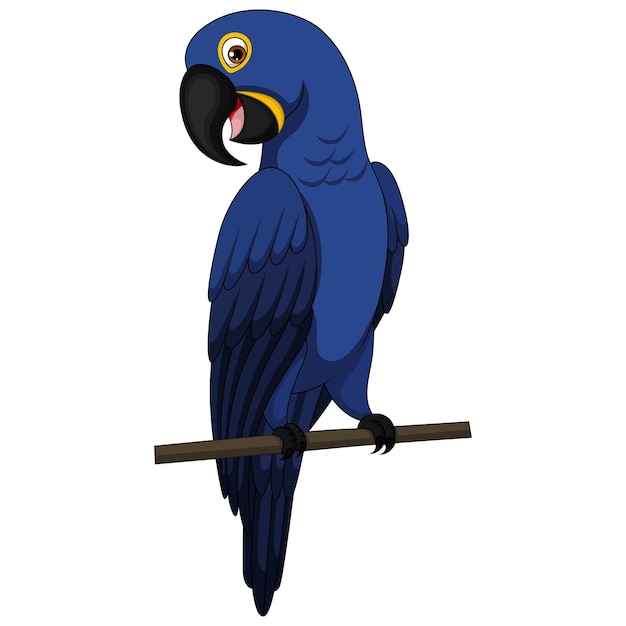 Vector cute blue macaw parrot sits on a branch