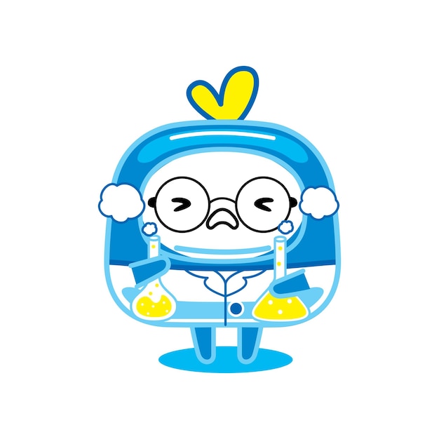 Cute Blue Mascot Character in Cartoon Style