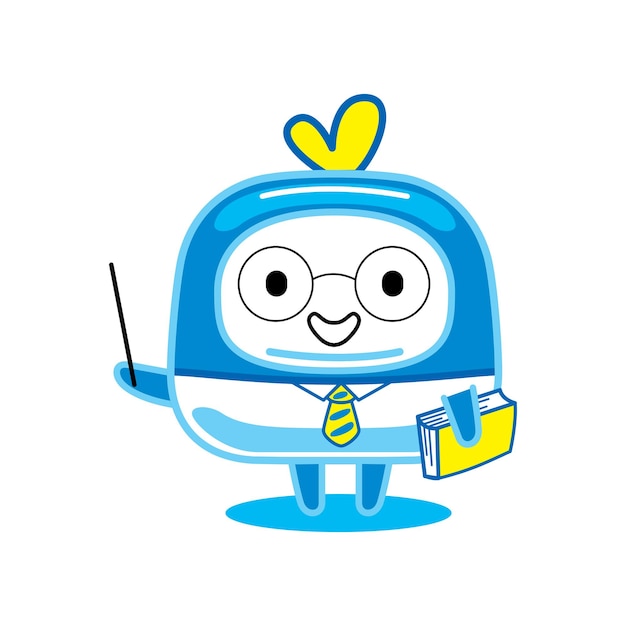 Cute blue mascot character in cartoon style