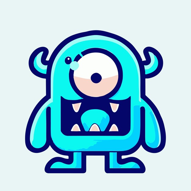 cute blue monster