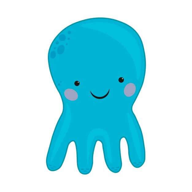 cute blue octopus cartoon vector illustration for kids and babies sea creature marine theme