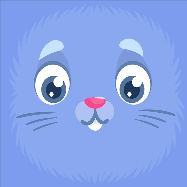 Vector cute blue rabbit bunny face avatar cartoon vector illustration