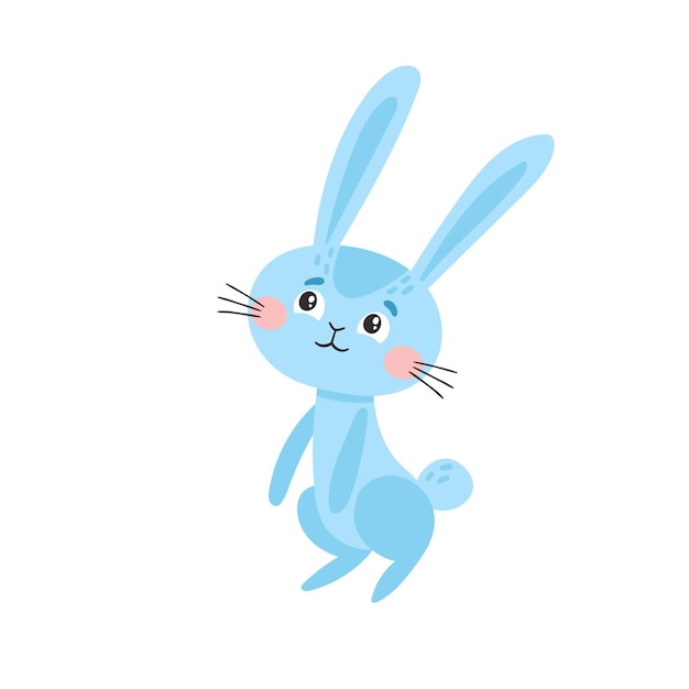 Cute blue rabbit isolated on white.