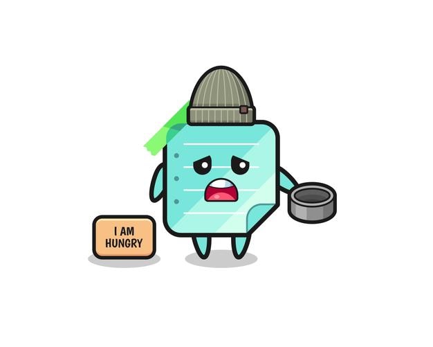 Cute blue sticky notes beggar cartoon character