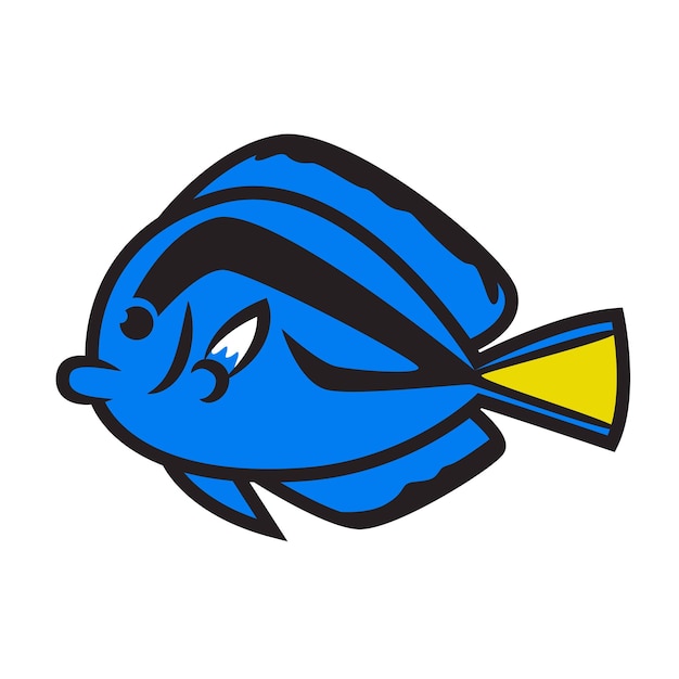 Vector cute blue tang fish