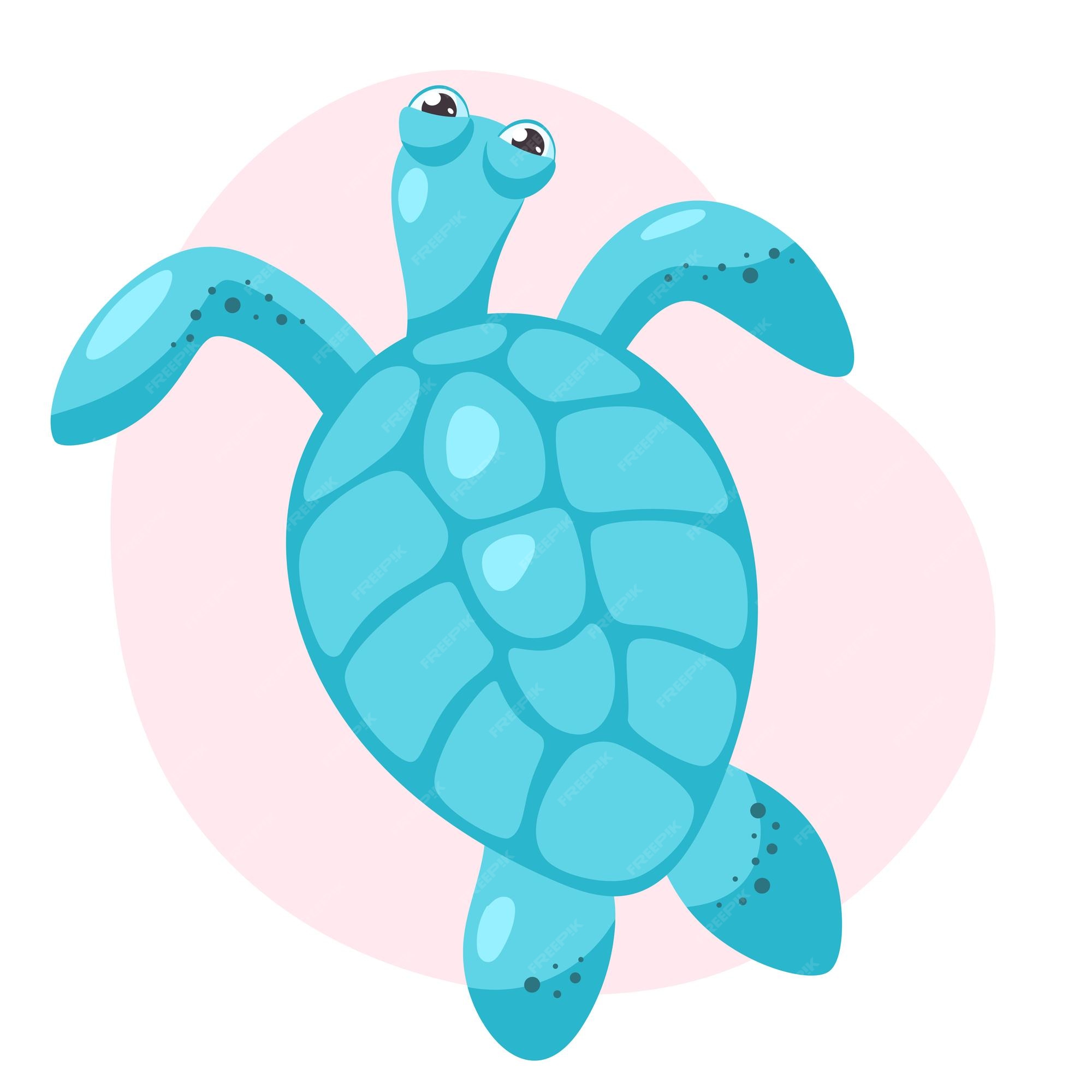 Premium Vector | Cute blue turtle on pink background flat cartoon vector illustration Premium Vector | Cute blue turtle on pink background flat cartoon vector illustration