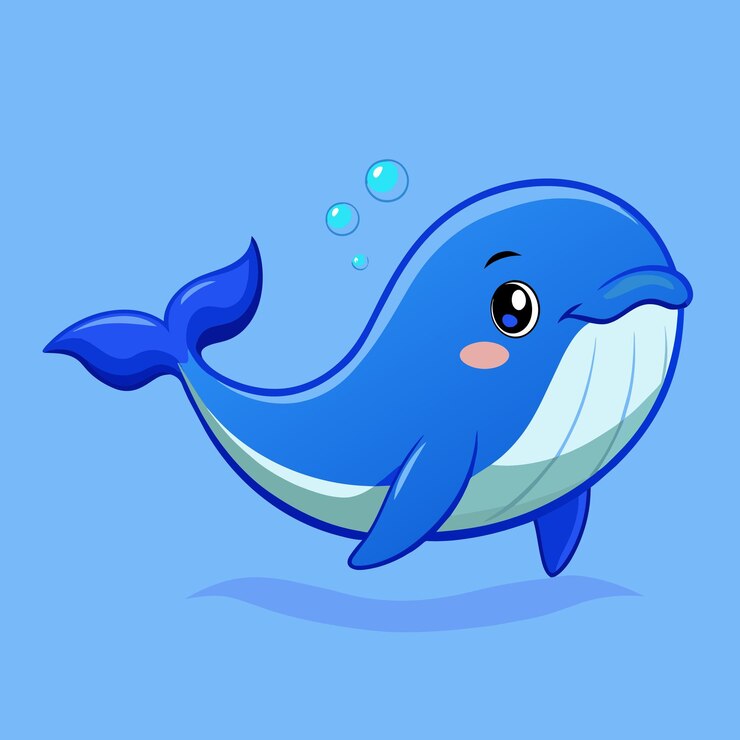 Vector 귀여운 파란 고래 수영 만화 터 아이콘 일러스트레이션 동물 자연 아이콘 고립된 평평한 터