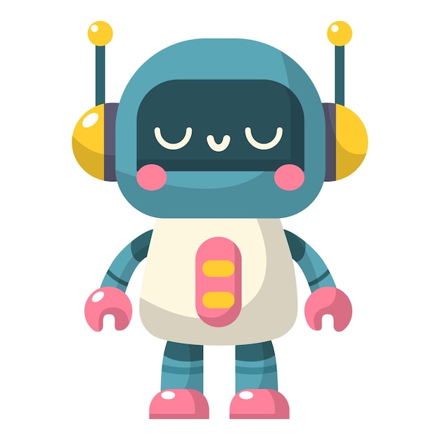 Vector cute blue and white robot