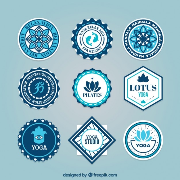 Premium Vector | Cute blue yoga logos