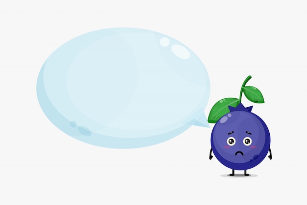 Cute Blueberrie mascot with bubble speech