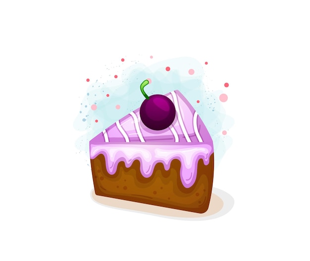 Vector cute blueberry cake slices. delicious cakes in hand drawn style