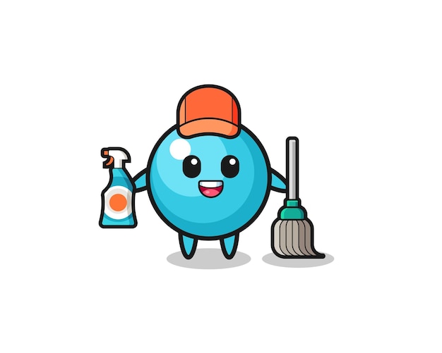 Cute blueberry character as cleaning services mascot cute design