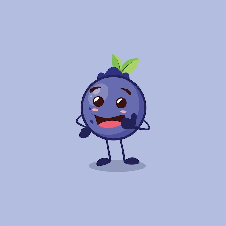 Vector 可愛いブルーベリーキャラクターが素晴らしい仕事に親指を振る