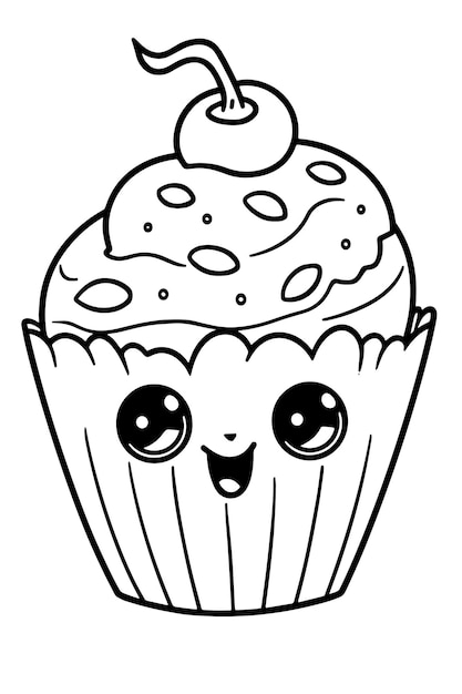 Cute Blueberry Muffin Coloring Page