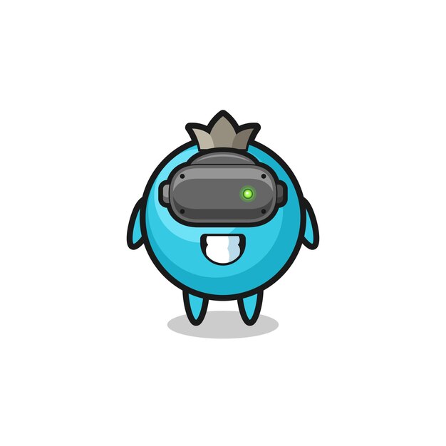 Cute blueberry using VR headset