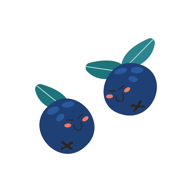 Cute Blueberry Vector Fruit Illustration