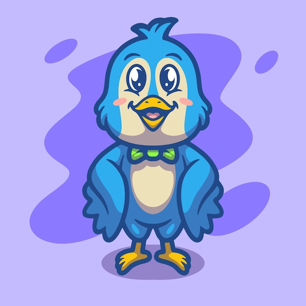 Cute bluebird mascot illustration design