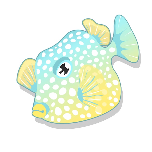 Cute blueyellow fish sea animals underwater  wild life childish clothes design baby educate