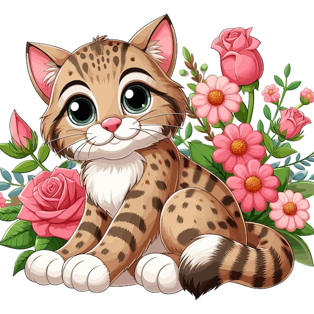 Cute bobcat vector cartoon illustration