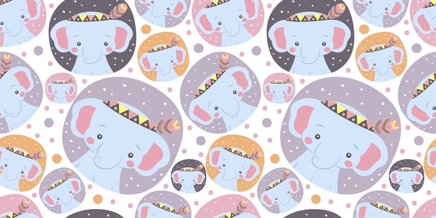 Cute bohemian animals themed seamless pattern