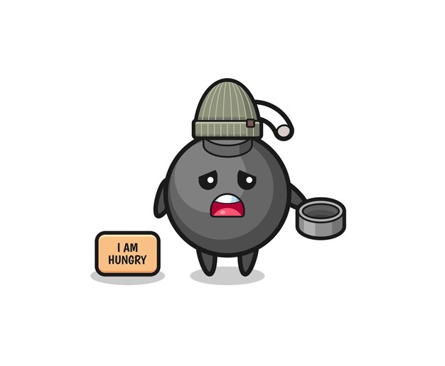 Cute bomb beggar cartoon character