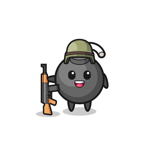 Cute bomb mascot as a soldier