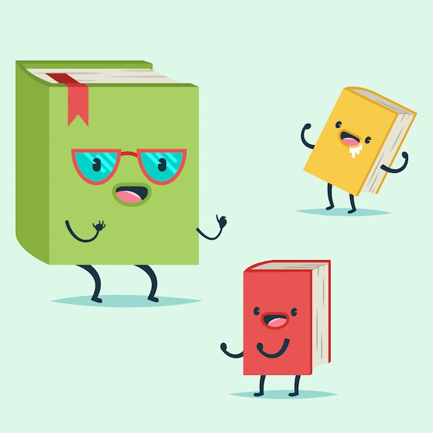Vector cute book cartoon character